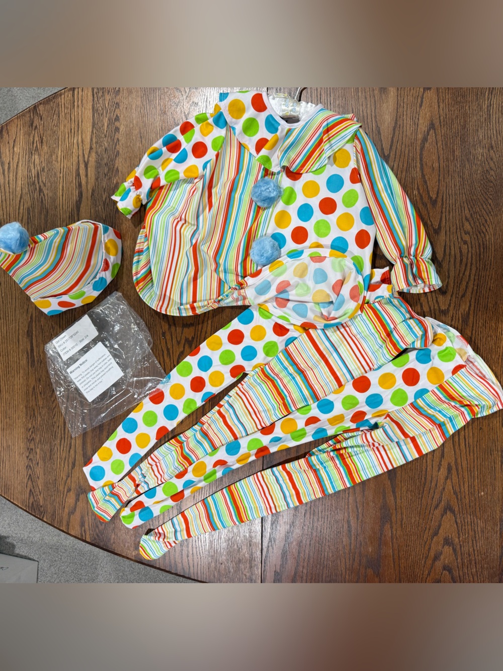 Kids Colorful Polka Dot & Stripe Clown Costume Set - Multicolor